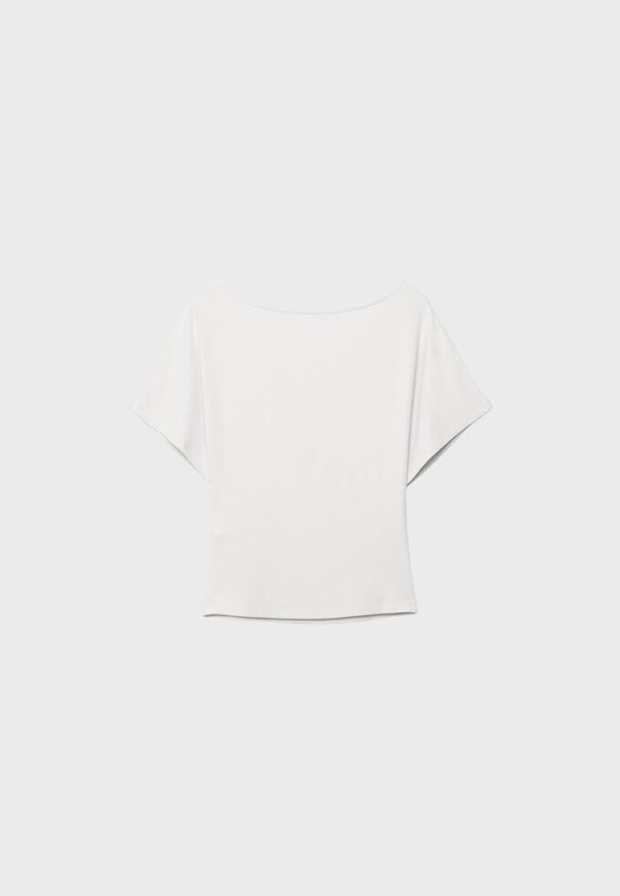 Kurzärmeliges T-Shirt mit U-Boot-Ausschnitt Kurzärmeliges T-Shirt mit U-Boot-Ausschnitt