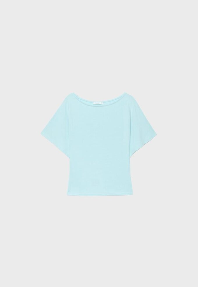 Kurzärmeliges T-Shirt mit U-Boot-Ausschnitt Kurzärmeliges T-Shirt mit U-Boot-Ausschnitt