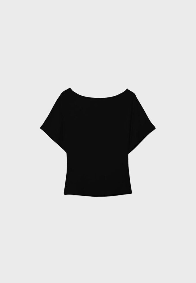 Kurzärmeliges T-Shirt mit U-Boot-Ausschnitt Kurzärmeliges T-Shirt mit U-Boot-Ausschnitt