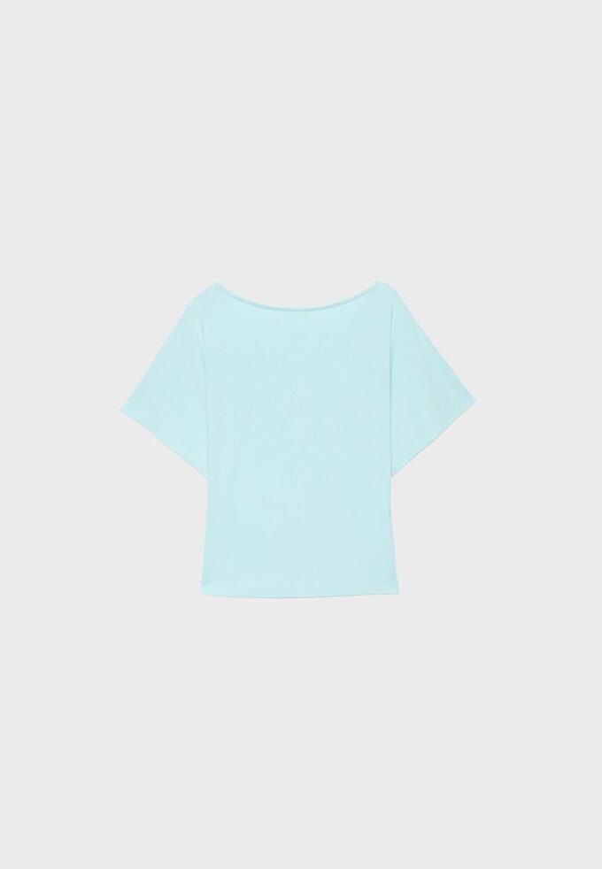 Kurzärmeliges T-Shirt mit U-Boot-Ausschnitt Kurzärmeliges T-Shirt mit U-Boot-Ausschnitt