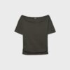 Kurzärmeliges T-Shirt mit U-Boot-Ausschnitt und Raffungen