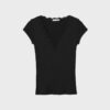 Kurzärmeliges T-Shirt mit V-Ausschnitt und Spitze