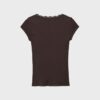 Kurzärmeliges T-Shirt mit V-Ausschnitt und Spitze