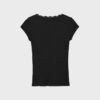 Kurzärmeliges T-Shirt mit V-Ausschnitt und Spitze