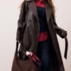 Langer Trenchcoat aus Kunstleder Langer Trenchcoat aus Kunstleder