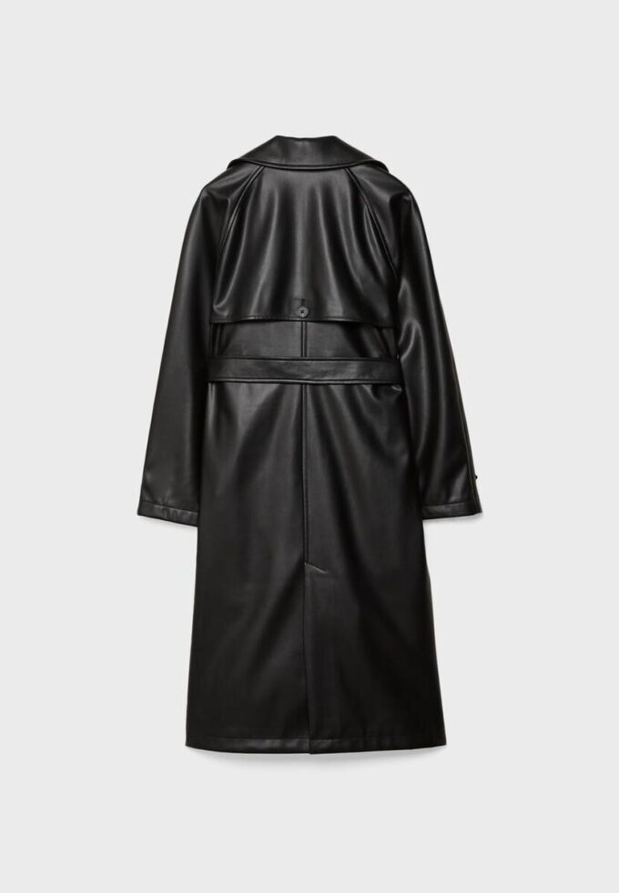 Langer Trenchcoat aus Kunstleder Langer Trenchcoat aus Kunstleder