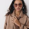 Langer Trenchcoat aus Kunstwildleder Langer Trenchcoat aus Kunstwildleder