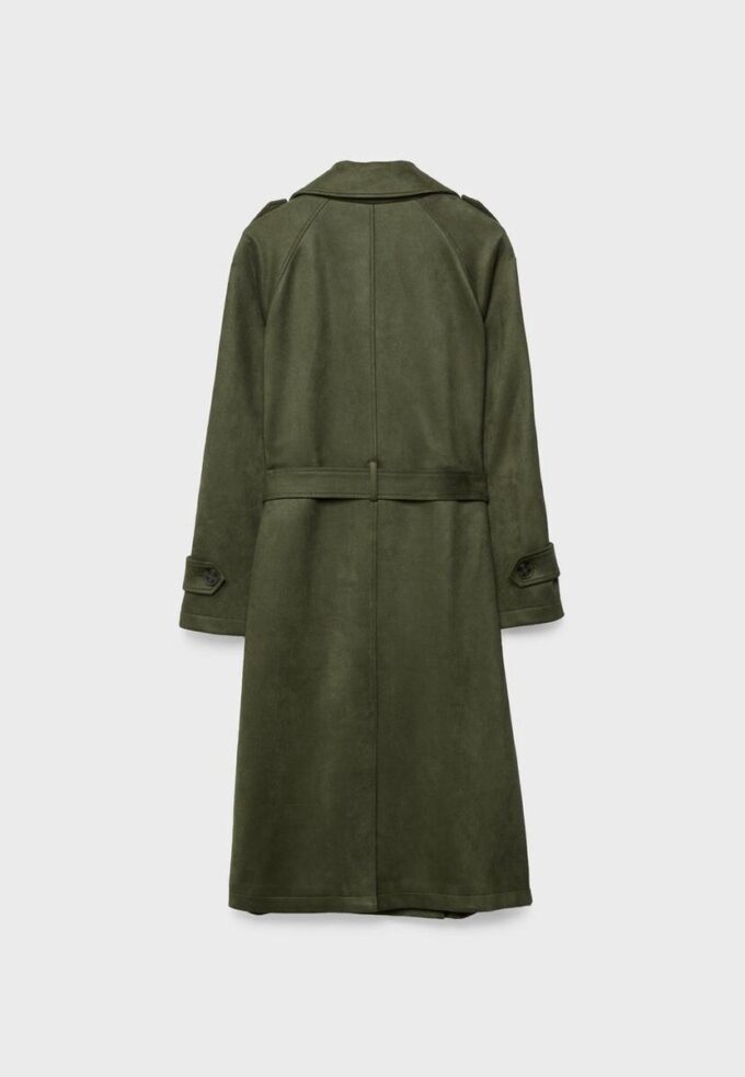 Langer Trenchcoat aus Kunstwildleder Langer Trenchcoat aus Kunstwildleder