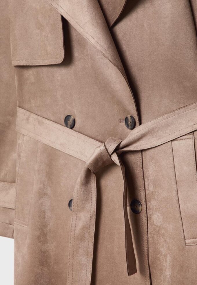 Langer Trenchcoat aus Kunstwildleder Langer Trenchcoat aus Kunstwildleder
