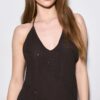 Langes besticktes Neckholder-Kleid Langes besticktes Neckholder-Kleid
