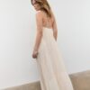 Langes Crêpe-Kleid mit Perlenverzierten Trägern