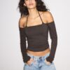 Langärmliges T-Shirt mit Neckholder Langärmliges T-Shirt mit Neckholder
