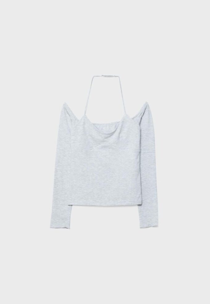 Langärmliges T-Shirt mit Neckholder Langärmliges T-Shirt mit Neckholder