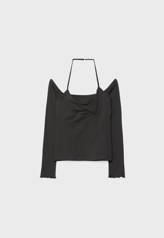 Langärmliges T-Shirt mit Neckholder Langärmliges T-Shirt mit Neckholder