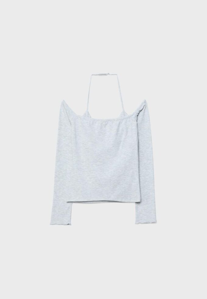 Langärmliges T-Shirt mit Neckholder Langärmliges T-Shirt mit Neckholder
