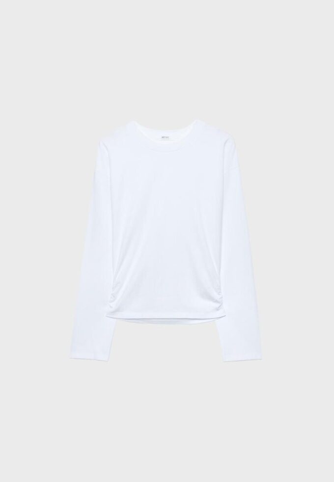 Langärmliges T-Shirt mit Raffungen