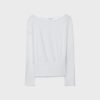 Langärmliges T-Shirt mit U-Boot-Ausschnitt und Kummerbund-Saum Langärmliges T-Shirt mit U-Boot-Ausschnitt und Kummerbund-Saum