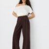 Lässige, gestreifte elegante Hose mit gekreuztem Bund