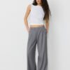 Lässige, gestreifte elegante Hose mit gekreuztem Bund