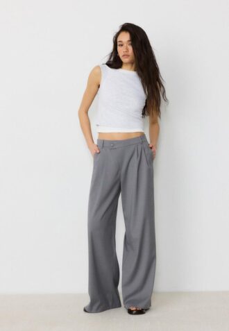 Lässige, gestreifte elegante Hose mit gekreuztem Bund