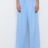 Lässige, gestreifte elegante Hose mit gekreuztem Bund