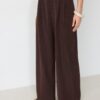 Lässige, gestreifte elegante Hose mit gekreuztem Bund