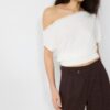 Lässige, gestreifte elegante Hose mit gekreuztem Bund