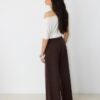 Lässige, gestreifte elegante Hose mit gekreuztem Bund