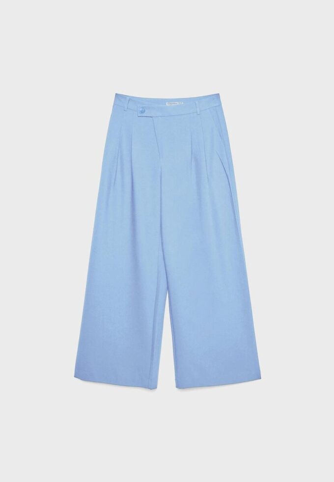 Lässige, gestreifte elegante Hose mit gekreuztem Bund