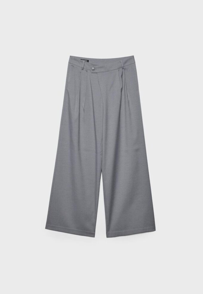 Lässige, gestreifte elegante Hose mit gekreuztem Bund