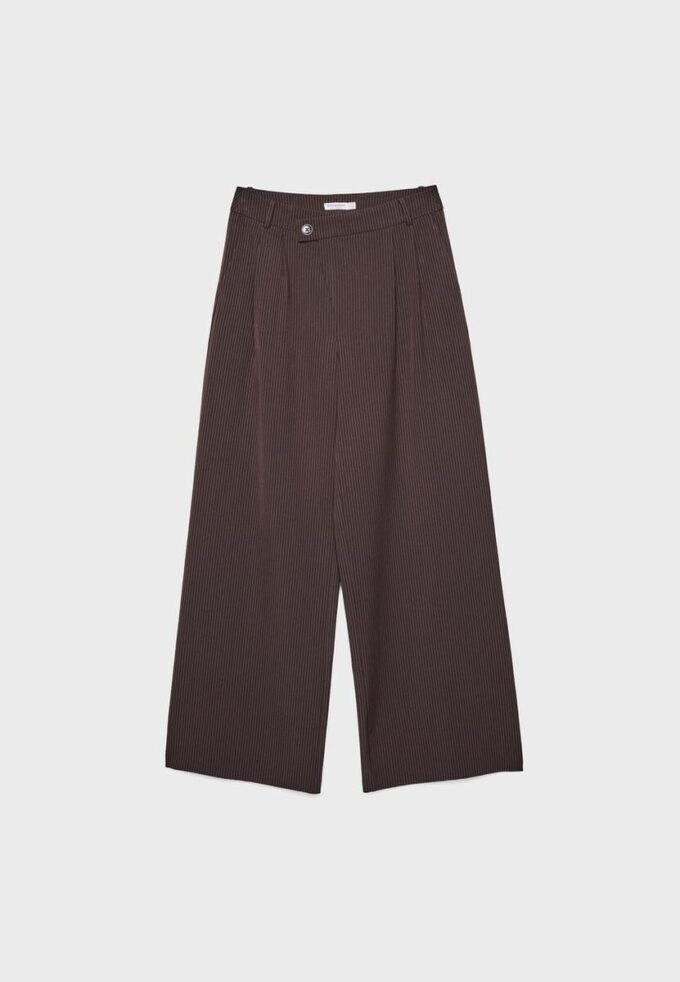 Lässige, gestreifte elegante Hose mit gekreuztem Bund