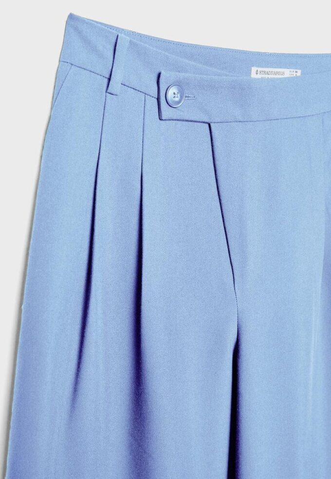 Lässige, gestreifte elegante Hose mit gekreuztem Bund