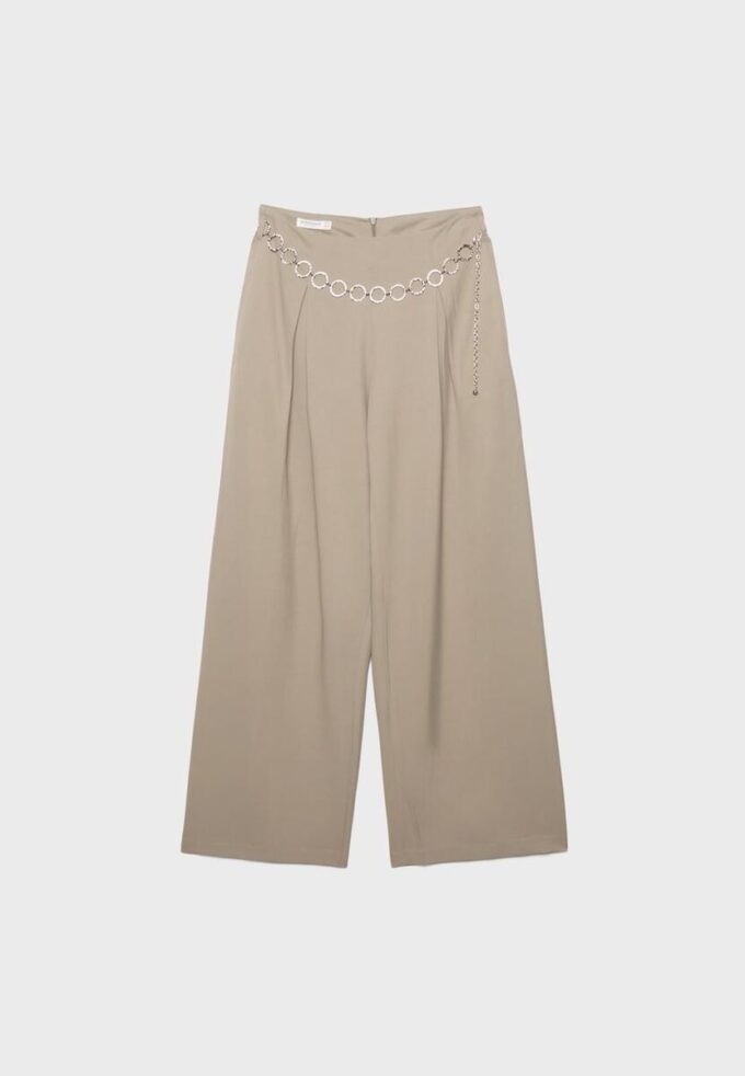 Lyocell-Hose mit Abnähern und Kette