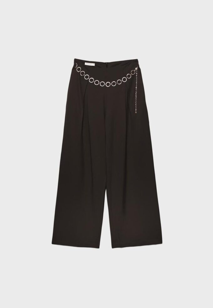 Lyocell-Hose mit Abnähern und Kette