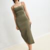 Midi-Kleid aus Bengalin mit quadratischem Ausschnitt Midi-Kleid aus Bengalin mit quadratischem Ausschnitt