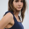 Midi-Kleid mit gekreuztem Rücken im Leinen-Look