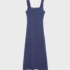 Midi-Kleid mit gekreuztem Rücken im Leinen-Look