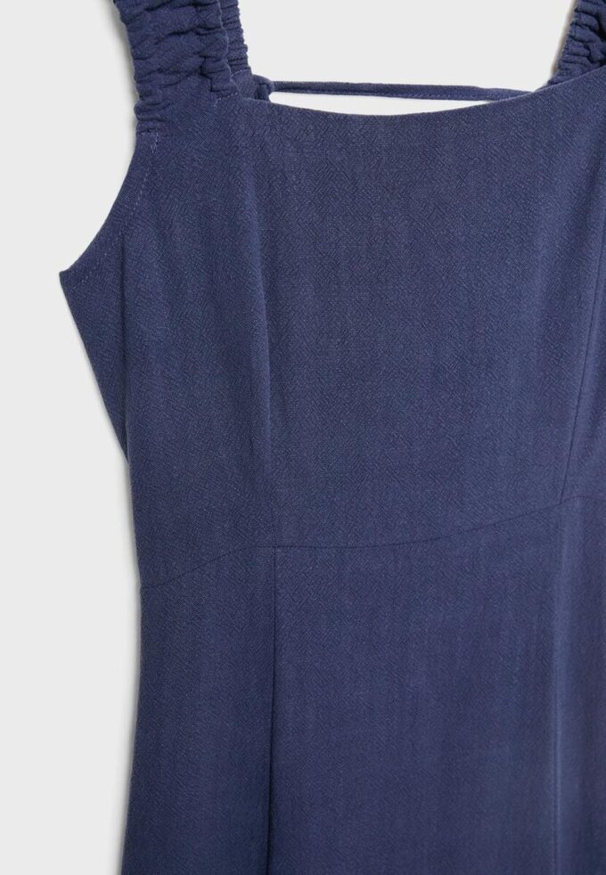 Midi-Kleid mit gekreuztem Rücken im Leinen-Look