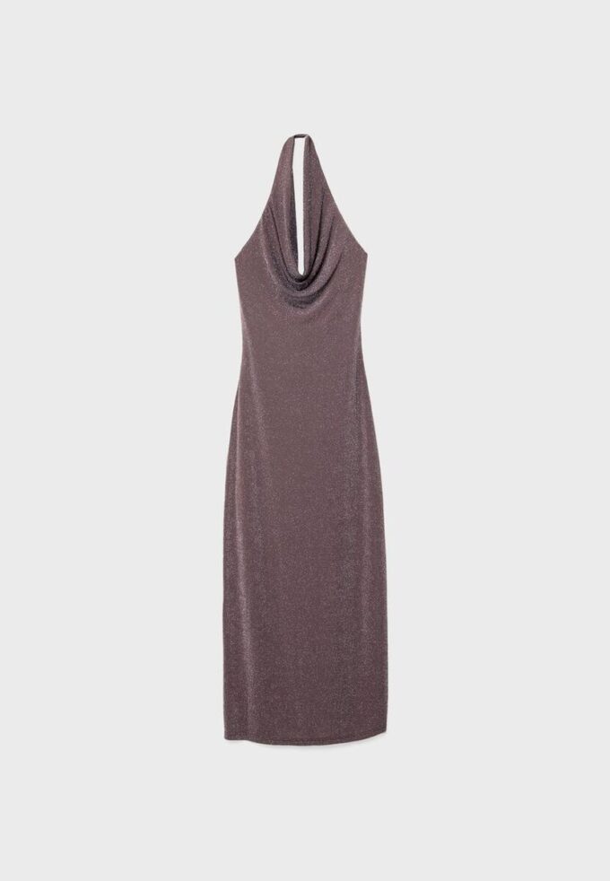 Midi-Kleid mit Metallfaden und Neckholder Midi-Kleid mit Metallfaden und Neckholder