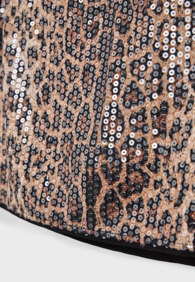 Mini-Skort mit Pailletten im Animal-Print