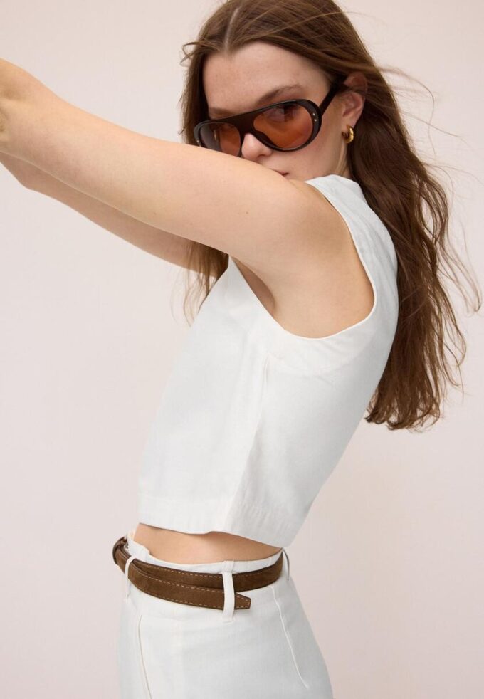 Oberteil mit Racerback in Leinenoptik Oberteil mit Racerback in Leinenoptik