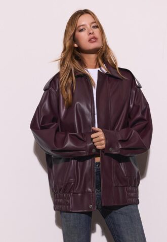 Oversize-Bikerjacke in Lederoptik