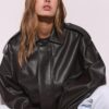 Oversize-Bikerjacke in Lederoptik Oversize-Bikerjacke in Lederoptik