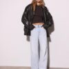Oversize-Bikerjacke in Lederoptik Oversize-Bikerjacke in Lederoptik