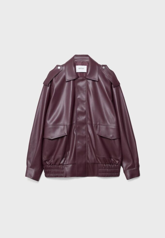 Oversize-Bikerjacke in Lederoptik Oversize-Bikerjacke in Lederoptik