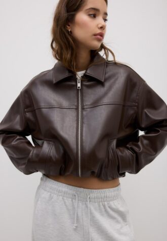 Oversize-Jacke in Lederoptik