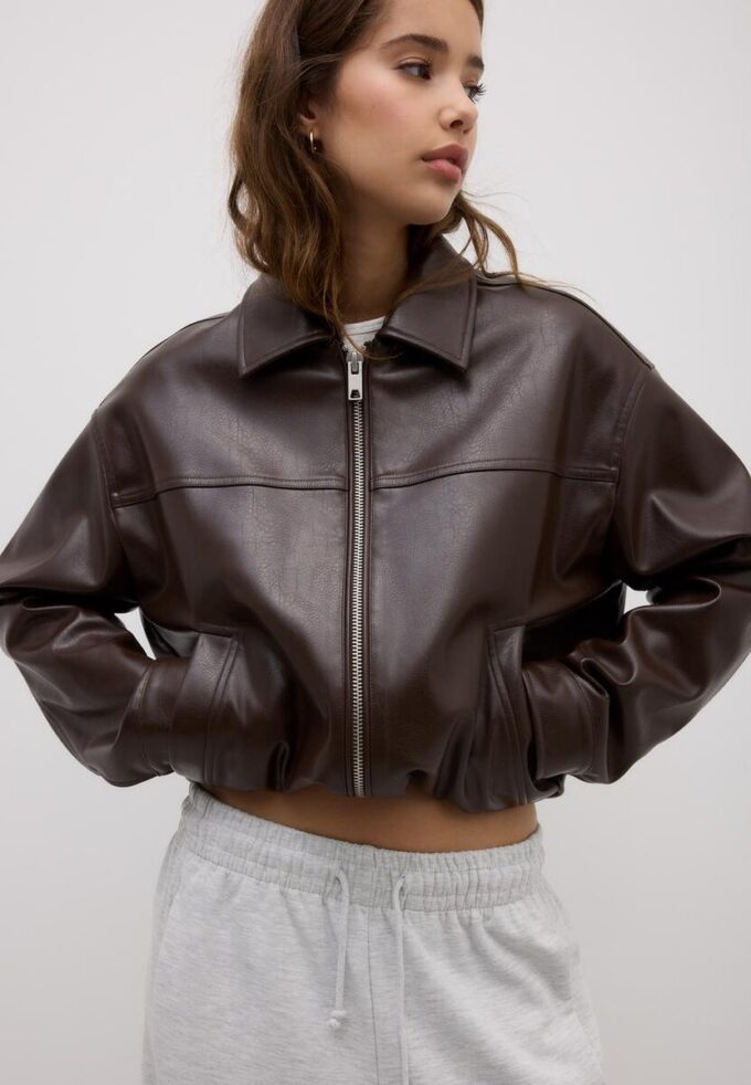 Oversize-Jacke in Lederoptik