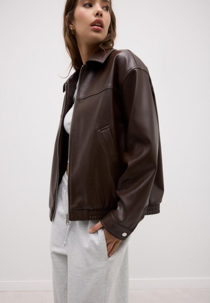 Oversize-Jacke in Lederoptik