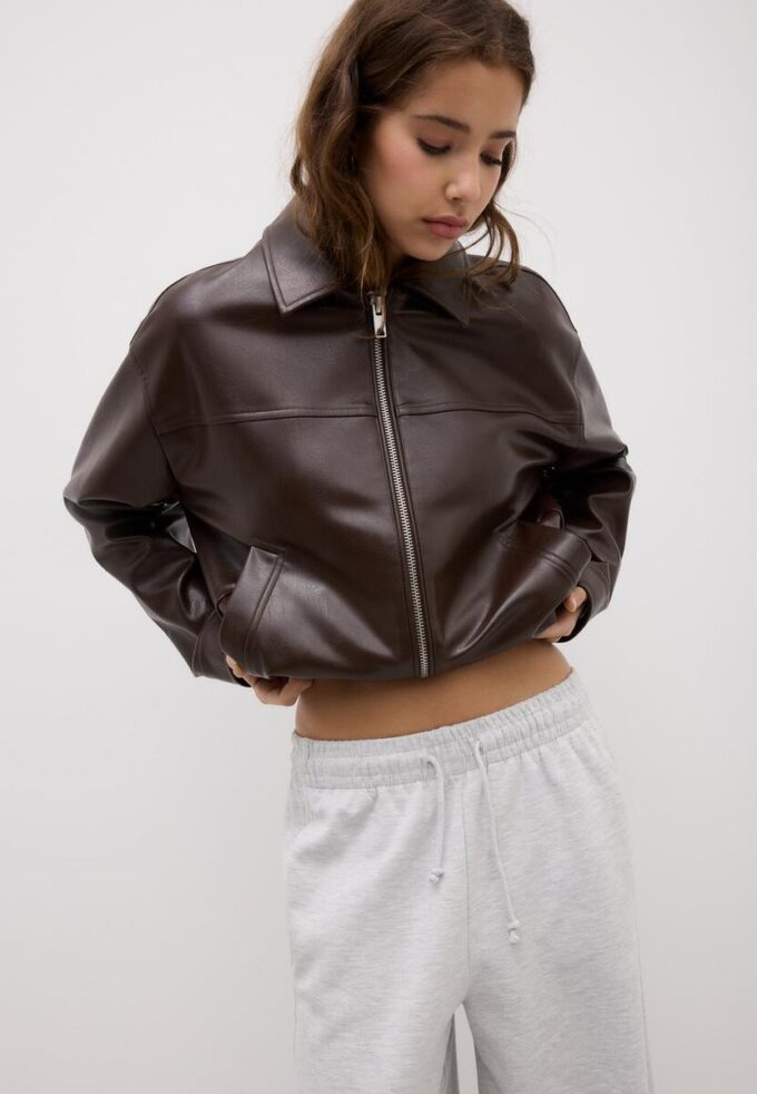 Oversize-Jacke in Lederoptik