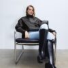 Oversize-Jacke mit Klappe aus 100 % Leder Oversize-Jacke mit Klappe aus 100 % Leder